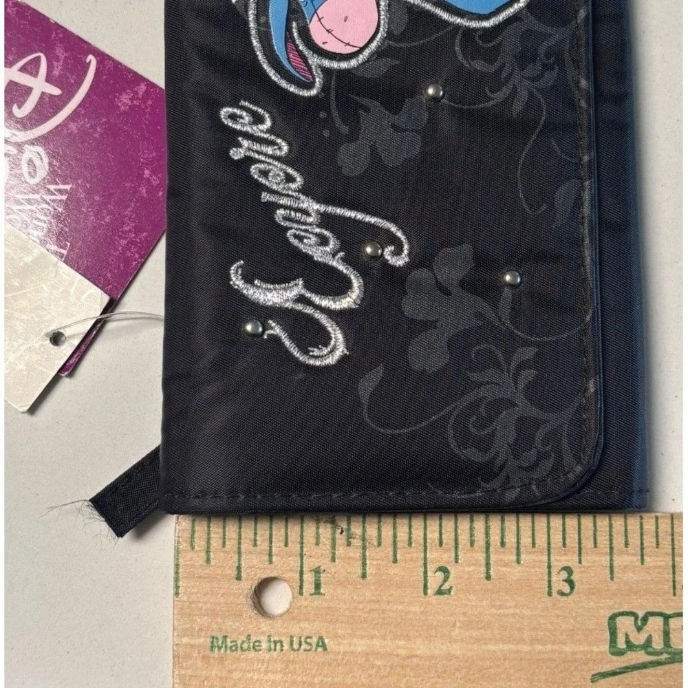 Disney Eeyore Black‎ Nylon Trifold Checkbook Wallet Rhinestone Winnie the Pooh